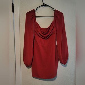 Princess Polly Corset Bodice Drapee Long Sleeve Red Mini Dress 2